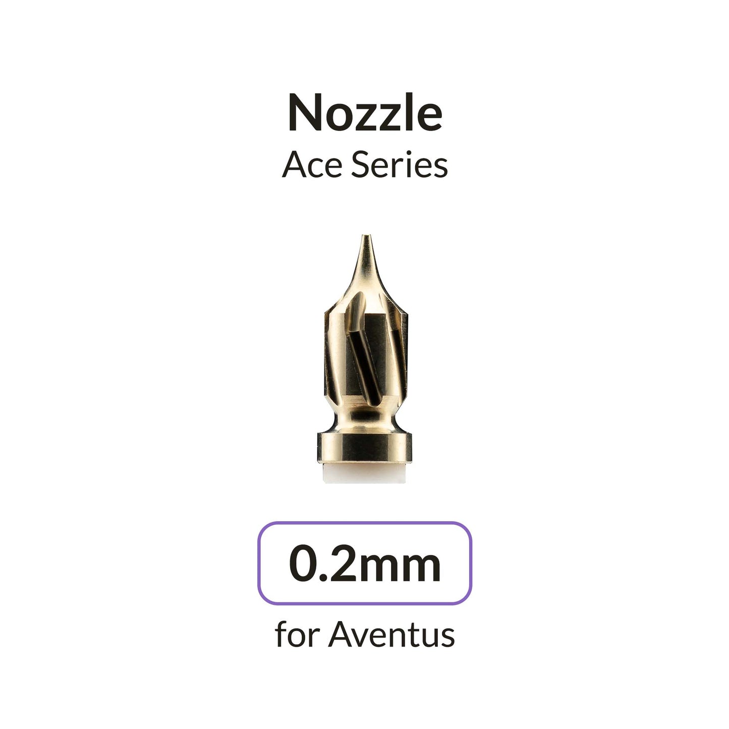 Gaahleri Aventus 0.2mm precision vortex nozzle for ultra-fine airbrush detail work on models.