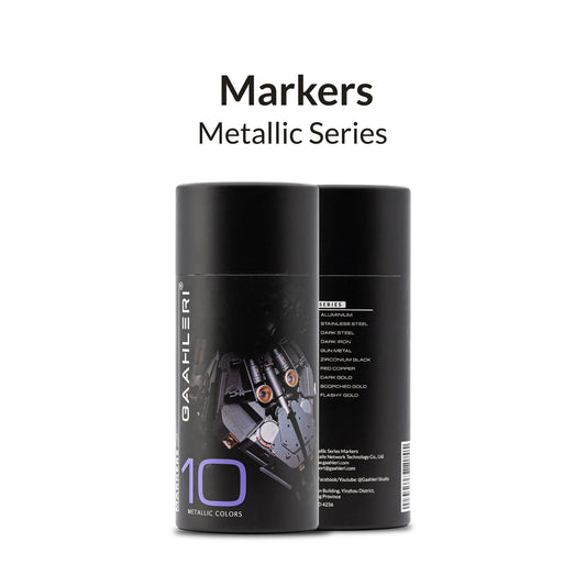 Gahler markers metallic series packaging on a white background