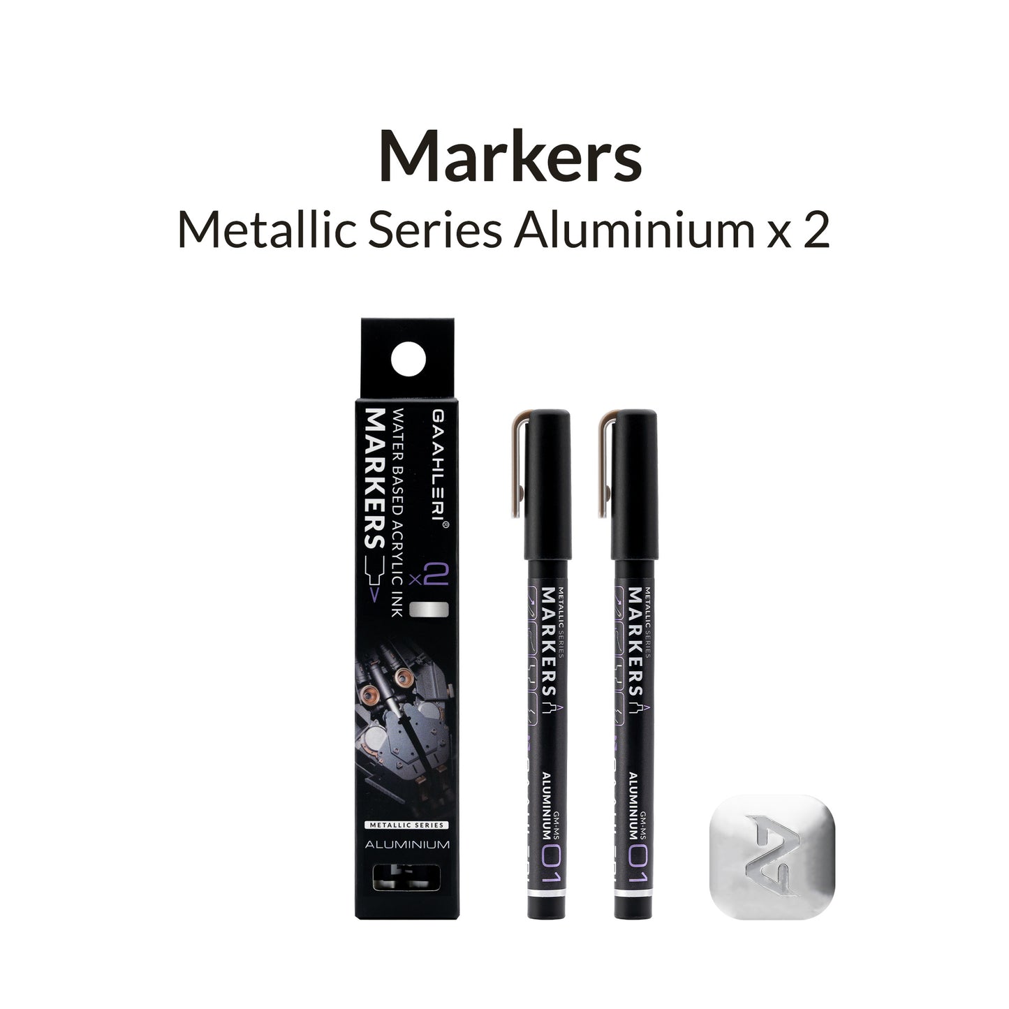 Gaahleri Metallic Marker in Aluminium – silver tone paint marker for metal finishes and scale models.