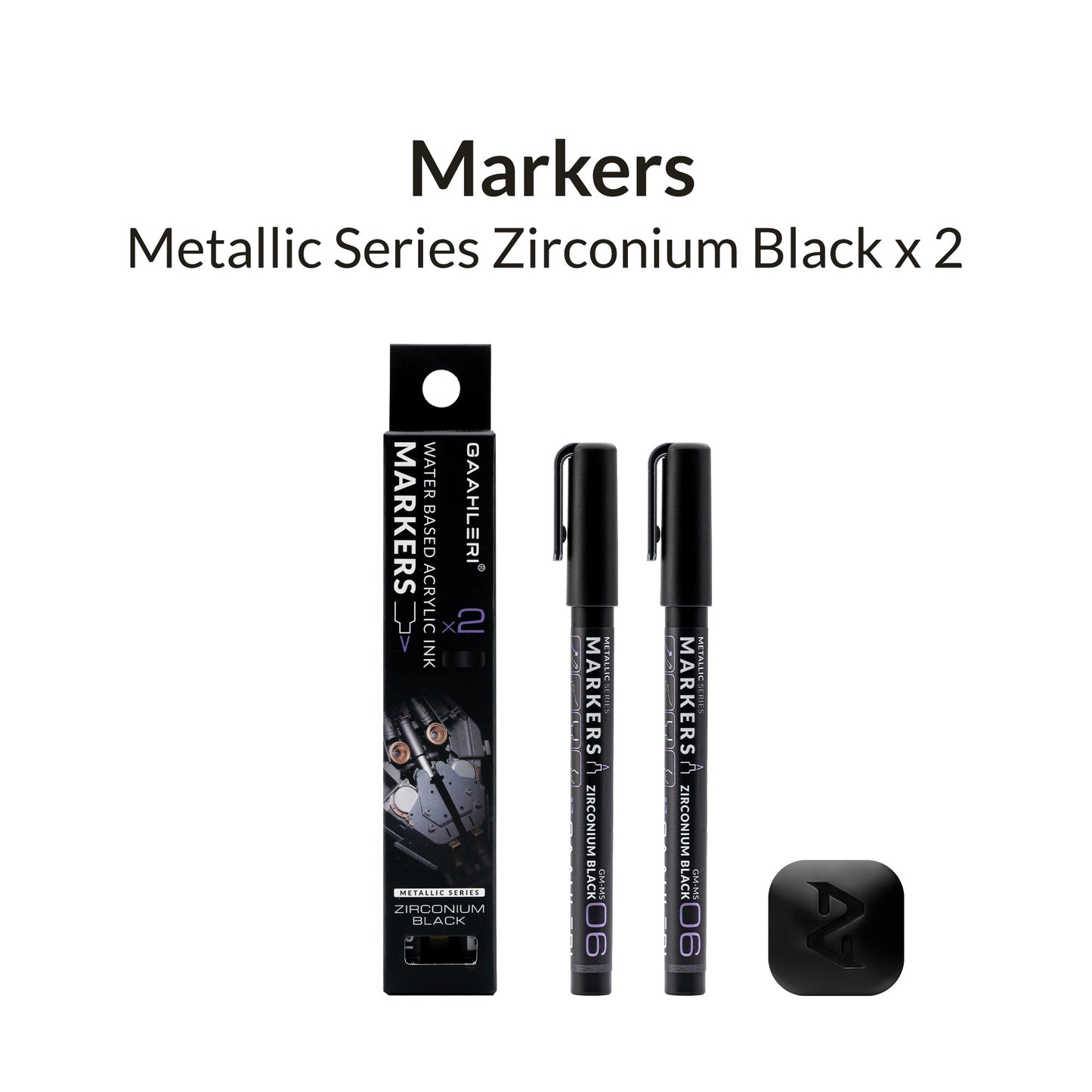 Gaahleri Zirconium Black Metallic Marker – glossy black metallic marker for shadows, grills, and fine model details.