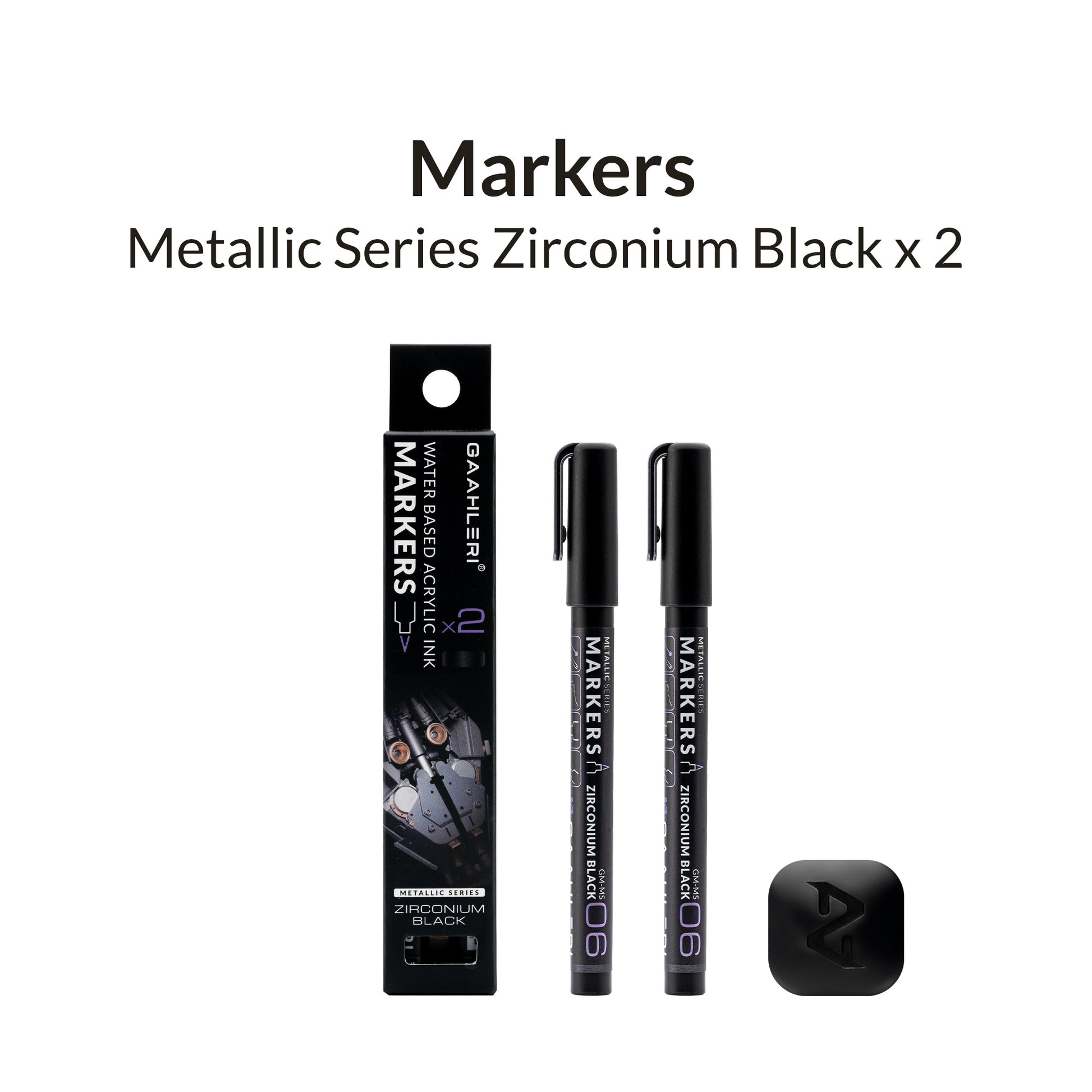 Gaahleri Zirconium Black Metallic Marker – glossy black metallic marker for shadows, grills, and fine model details.