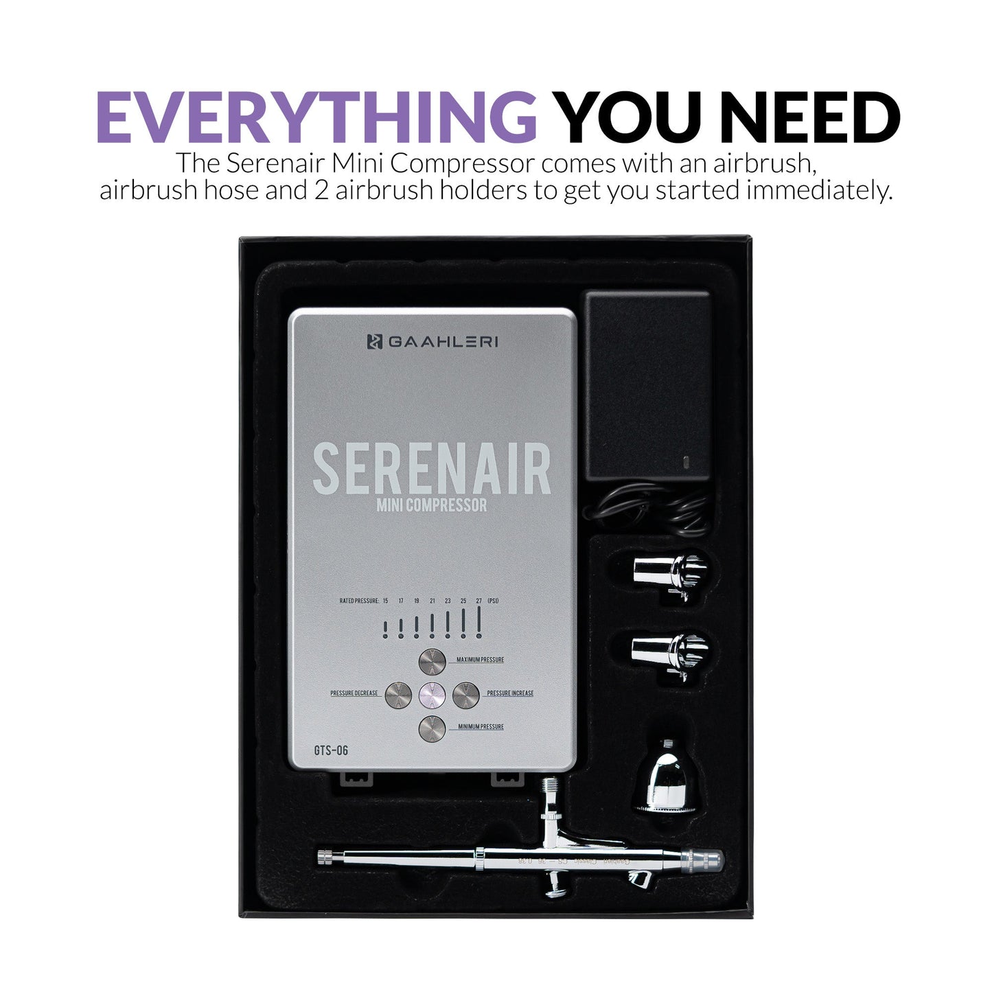 Gaahleri Serenair Mini Compressor and Airbrush Set Boxed