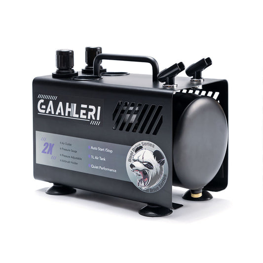 Gaahleri Dual Drive Series Airbrush Compressor GT-918 β Quiet, Dual-Outlet, 1 L Tank