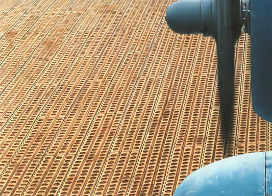 Eduard 1/48 scale Allied Airfield diorama base with Pierced Steel Planking (PSP) surface measuring 300 x 400 mm for WWII aircraft display.