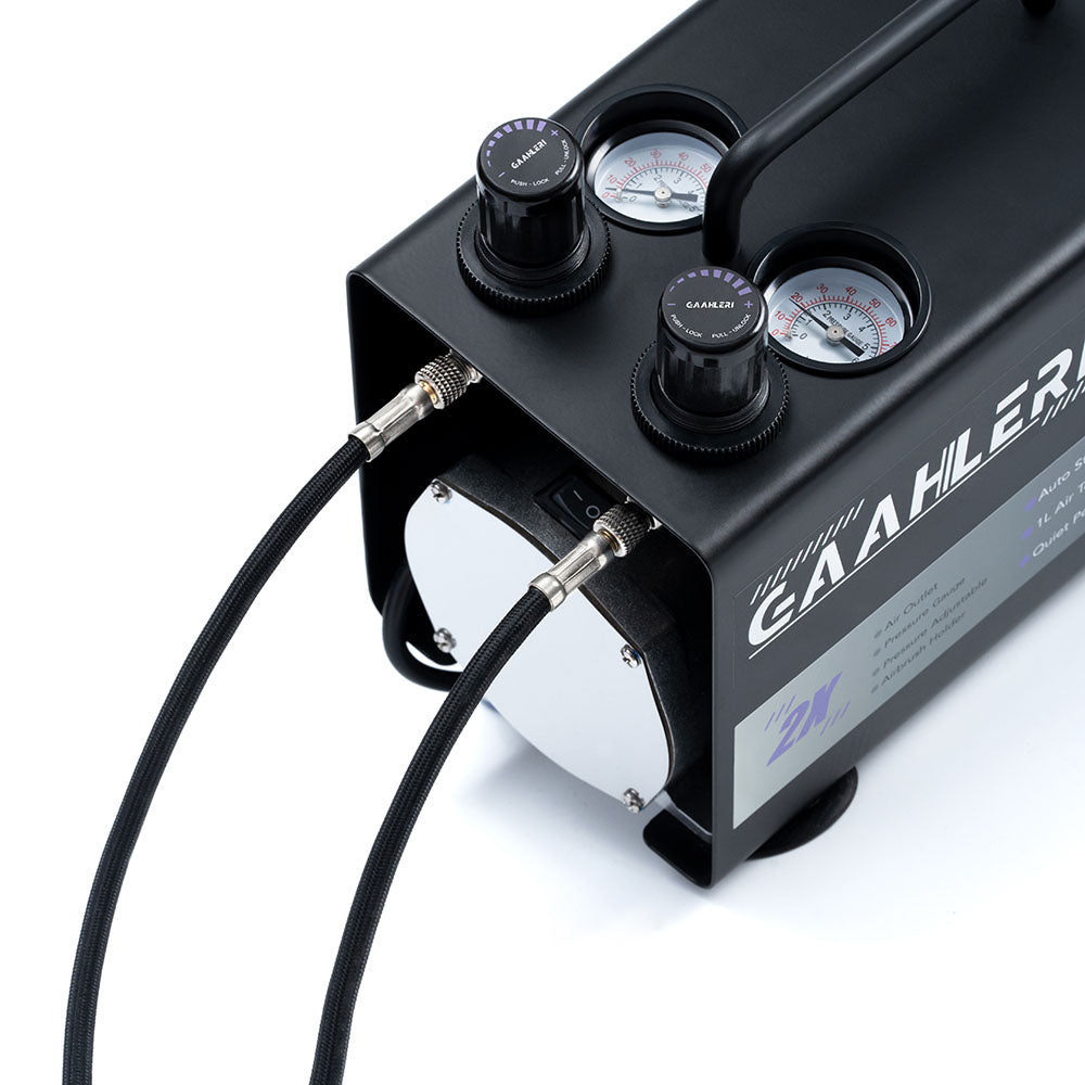 Gaahleri Dual Drive Series Airbrush Compressor GT-918 – Quiet, Dual-Outlet, 1 L Tank