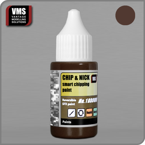 VMS Chip & Nick No.1 Brown: "VMS Chip & Nick No.1 Brown – Intelligent chipping paint for simulating aged paint chips."