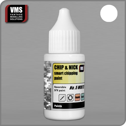 VMS Chip & Nick No.5 White: "VMS Chip & Nick No.5 White – Suitable for chipping effects on white-painted models.