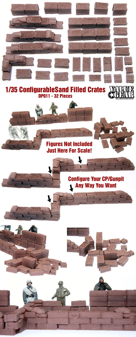 “Value Gear DP011 Sand Filled Crates – resin defensive barriers for 1/35 scale WWII dioramas.”