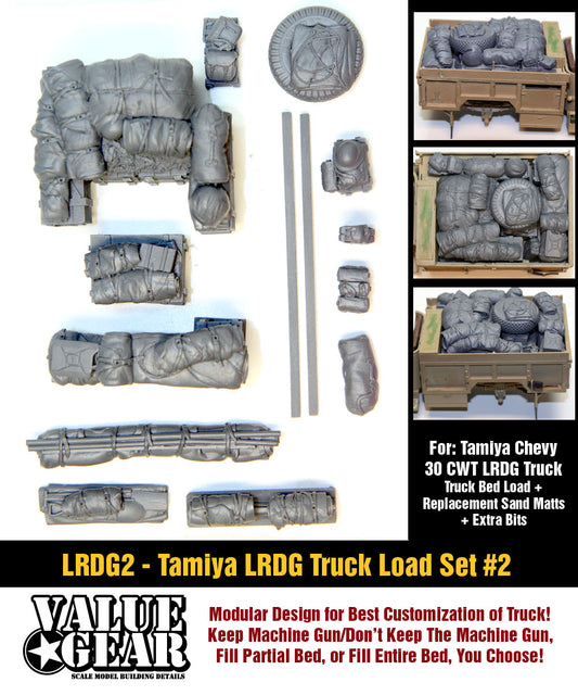 “Value Gear LRDG2 Truck Load resin set – for 1/35 scale Tamiya LRDG Chevy Truck.”