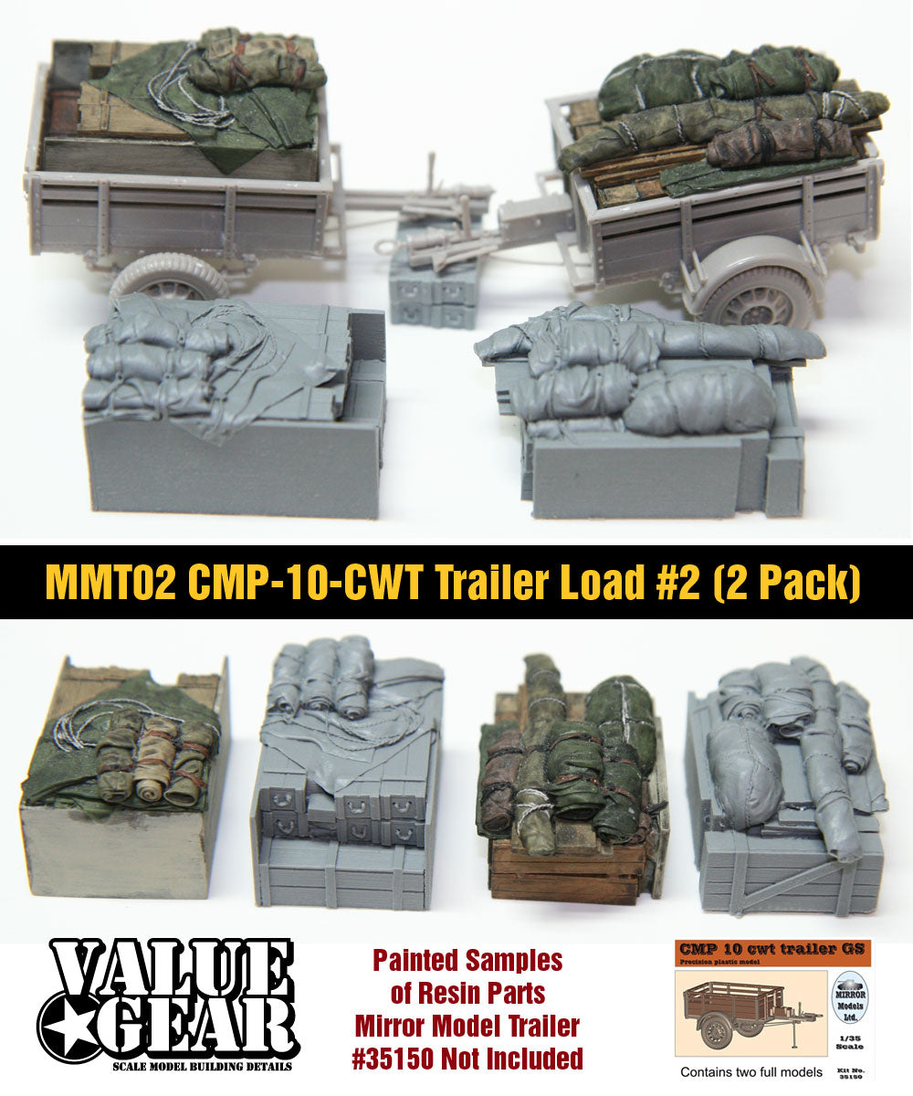 “Value Gear MMT02 Mirror Models Trailer Load resin set – 2 pre-sculpted loads for 1/35 scale trailers.”