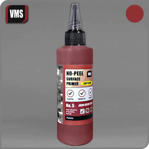 VMS No-Peel Primer No. 05 Iron Oxide Red – 100ml bottle for historical model finishes