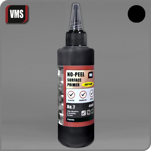 VMS No-Peel Primer No. 07 Black – 100ml bottle for durable model base coats
