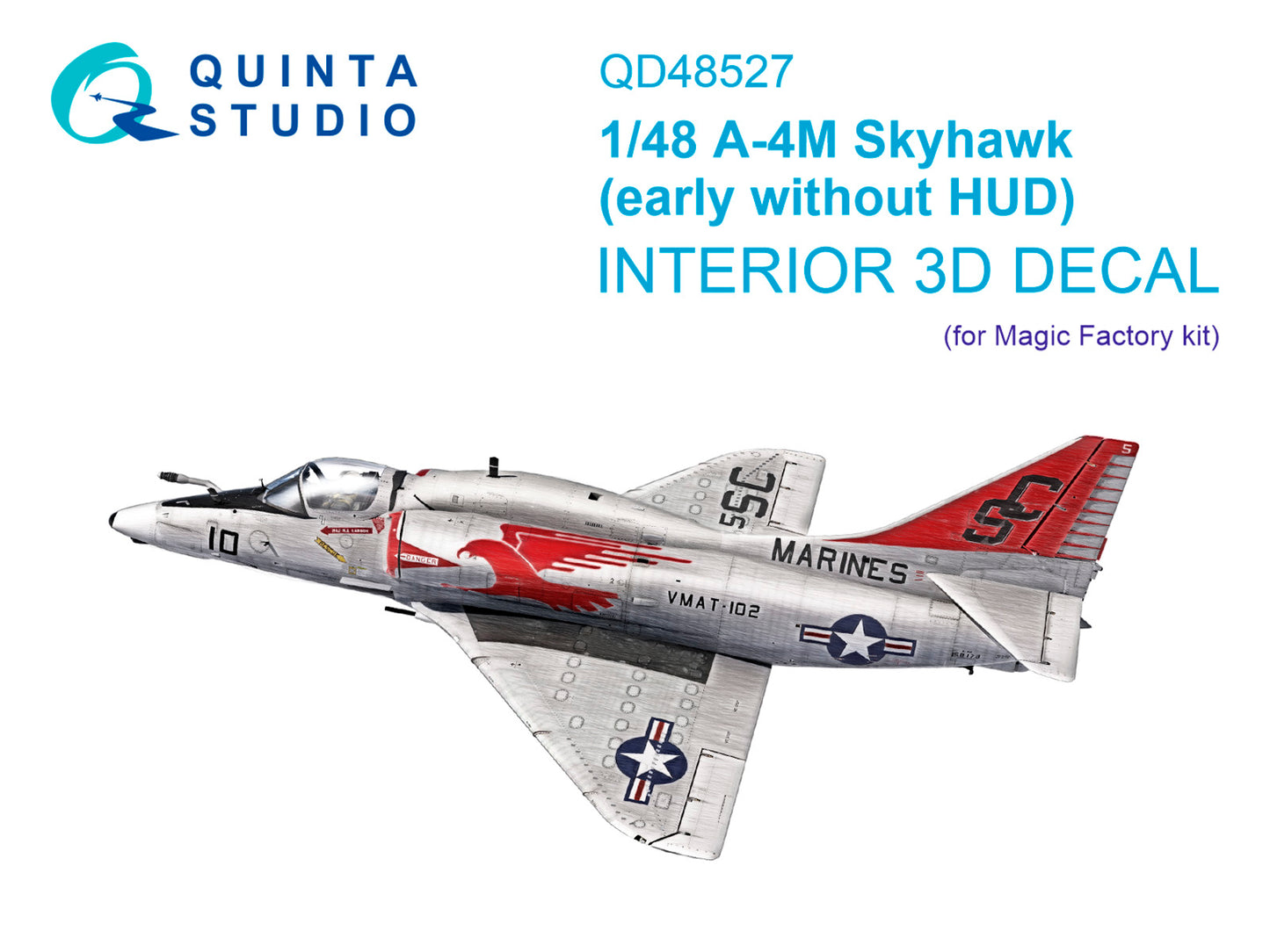 1/48 A-4M Skyhawk early model without HUD interior 3D decal for Magic Factory kit by Quinta Studio - QD48527 scale model aircraft detail enhancement