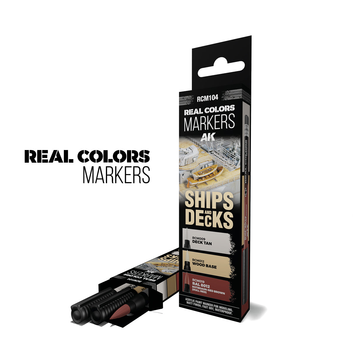 AK Interactive RCM104 Real Colors Markers box and box art.