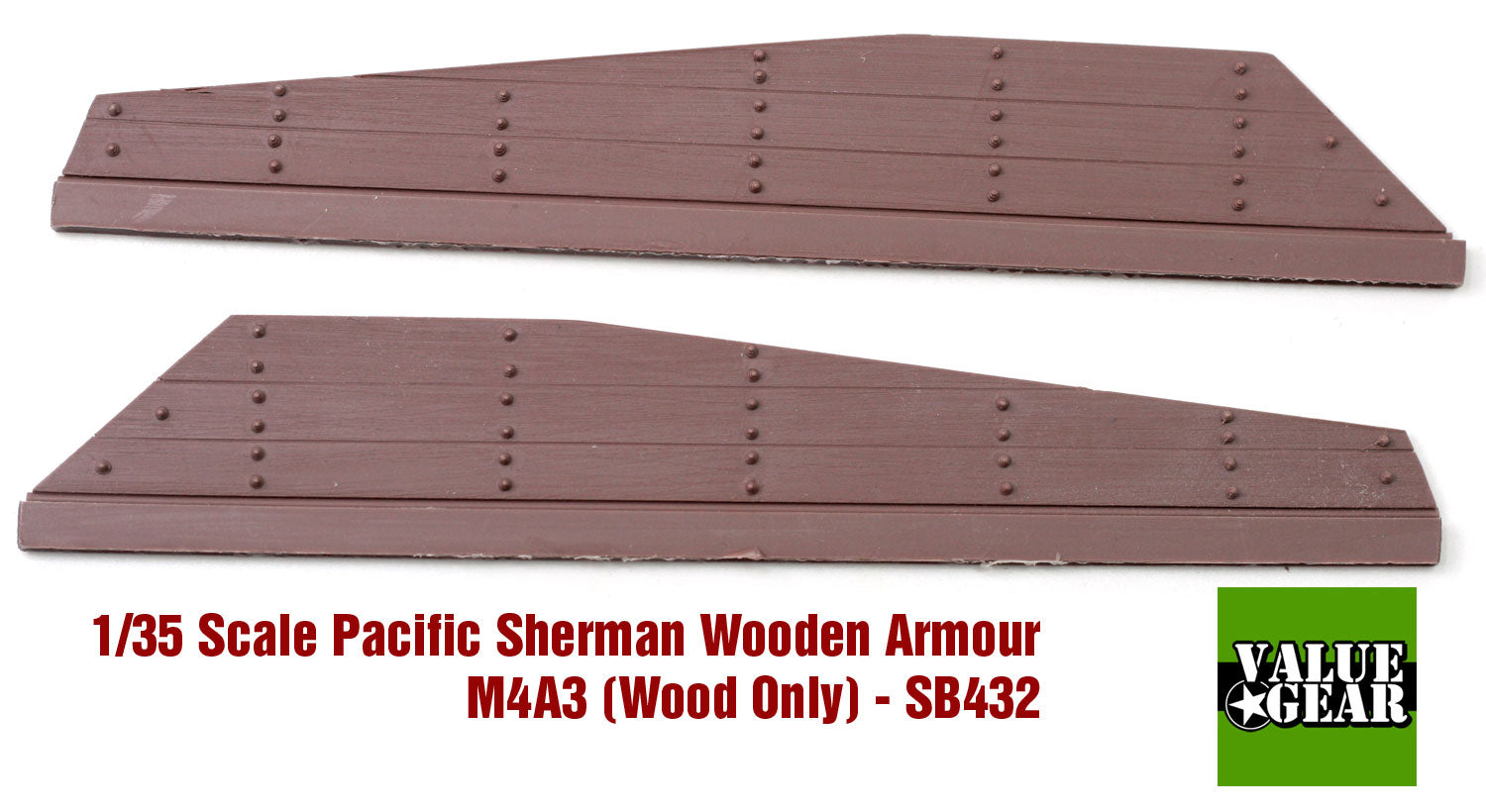 Value Gear SB432 Sherman M4A3 Wood Panel Armor – resin accessory set for 1/35 scale Shermans.”