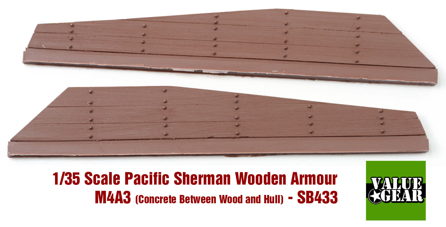 Value Gear SB433 Sherman M4A3 Wood + Concrete Armor – resin set for 1/35 Shermans.”
