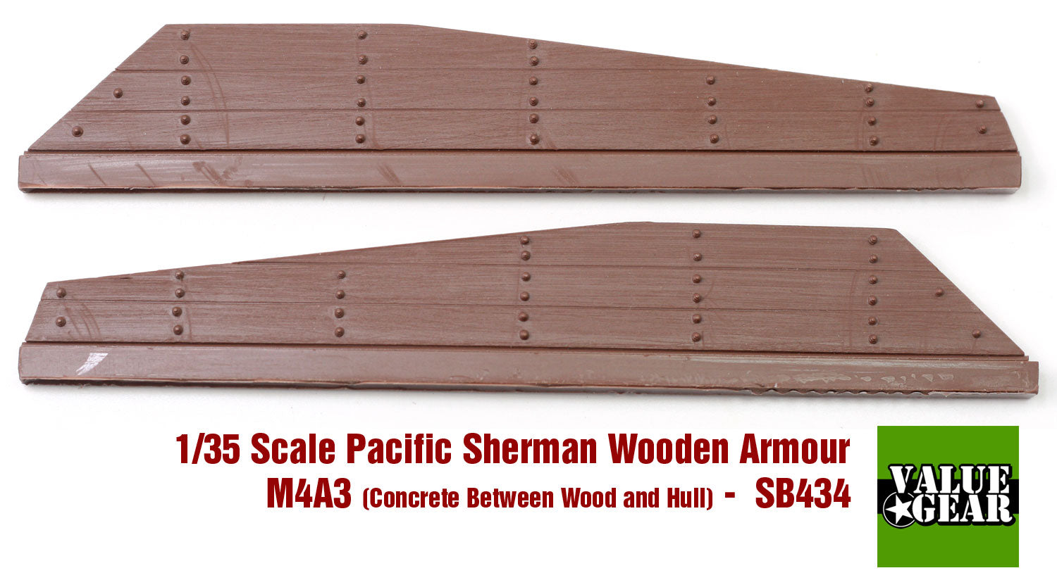 “Value Gear SB434 Sherman M4A3 Wood + Concrete Armor – resin set for 1/35 scale Shermans.”