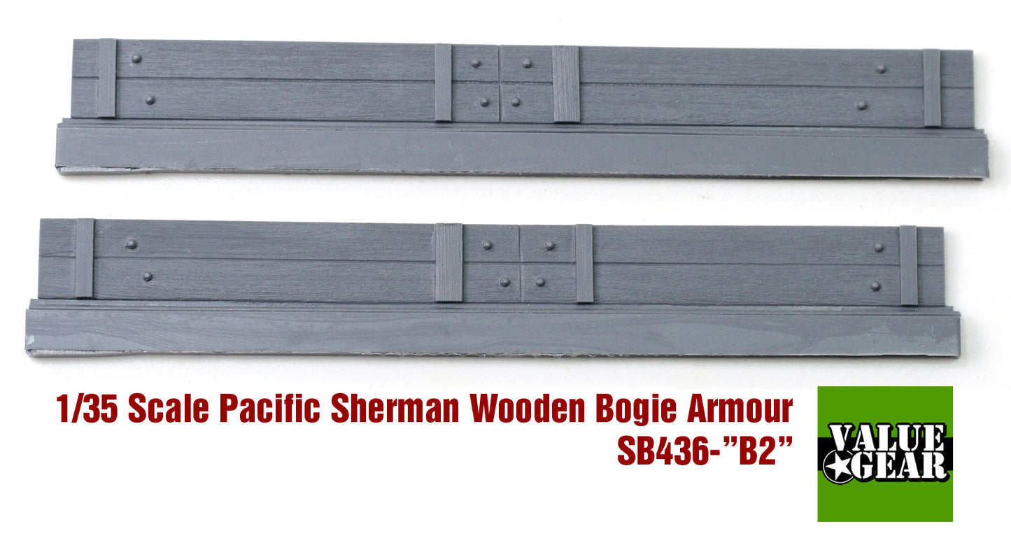 Value Gear SB436 Sherman M4A3 Bogies Wood Panel Armor – resin set for 1/35 Shermans.”
