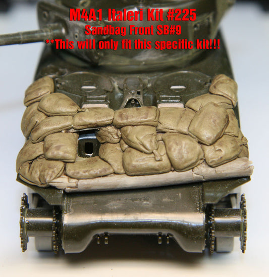 “Value Gear SB009 Sherman M4A1 Italeri #225 Sandbag Front – resin armor for 1/35 scale Sherman.”