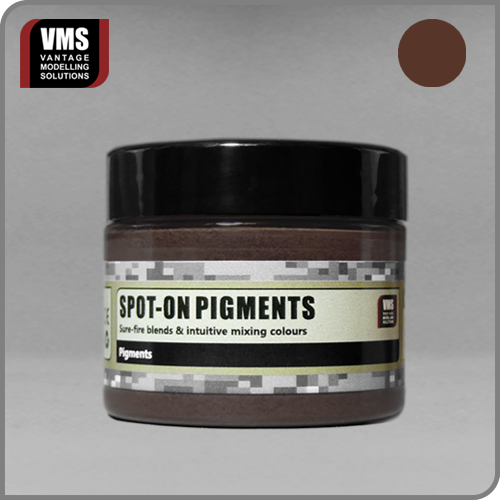 No. 17 Dark Old Rust: "VMS Spot-On Pigment No. 17 Dark Old Rust – Dark iron-oxide pigment ideal for aged metal effects