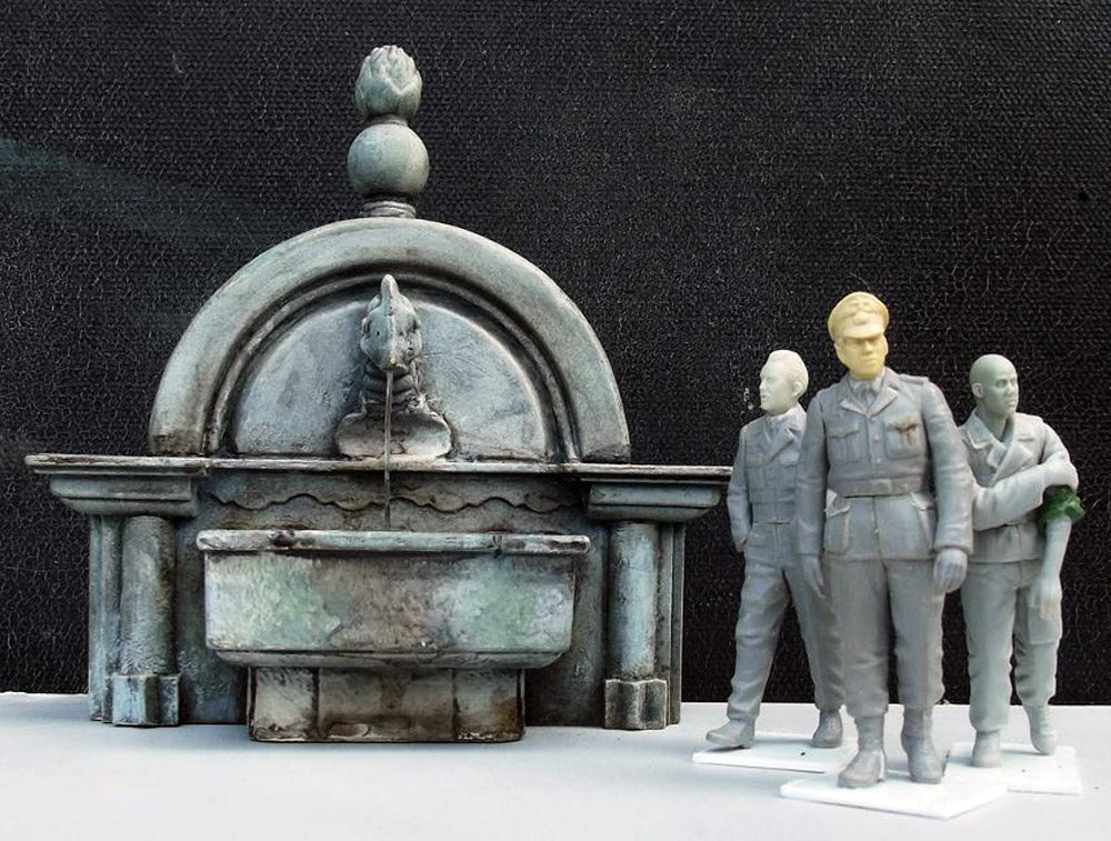 “Value Gear DP002 Fountain #2 Basin & Wall – resin diorama accessory for 1/35 scale WWII European settings.”