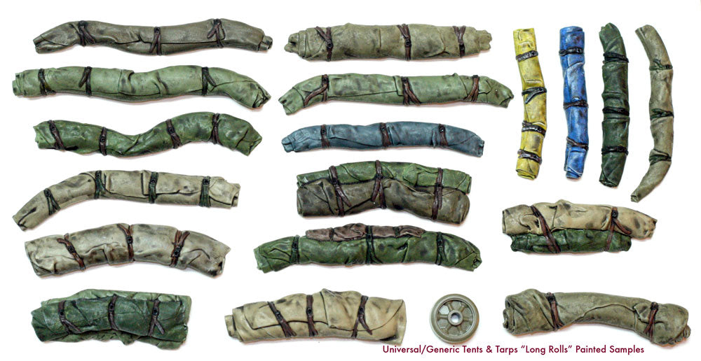 Value Gear LR001 Tents & Tarps Long Rolls resin stowage set – 18 pieces for 1/35 scale armor and dioramas
