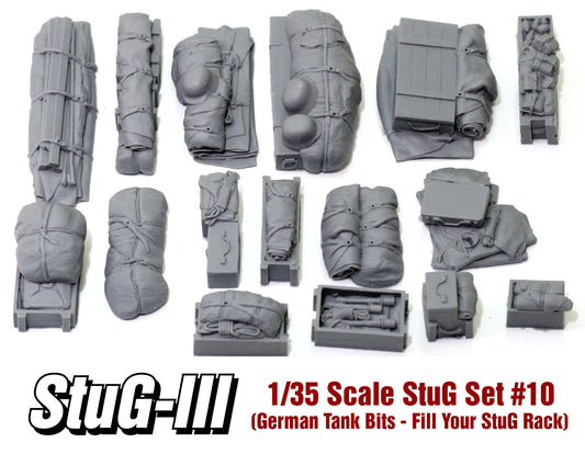 “Value Gear STG10 German Tank Bits – 16 resin accessory pieces for 1/35 scale models.”