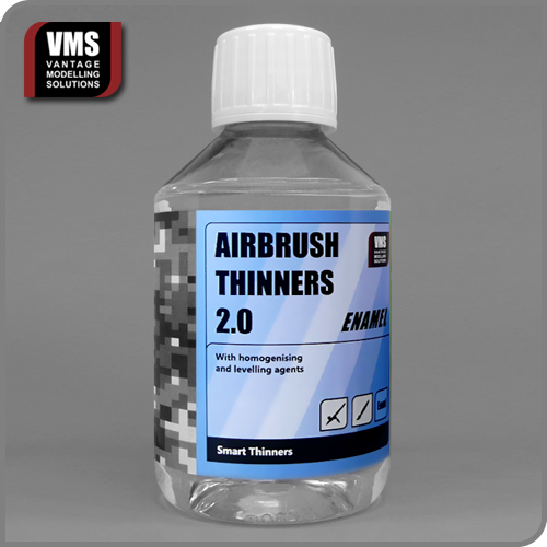 VMS Airbrush Thinners 2.0 Enamel bottle – high-purity thinner for solvent-based enamel model paints, compatible with Humbrol, Tamiya, Revell”