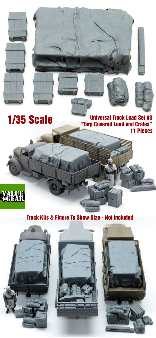 “Value Gear GUT03 Universal/Generic Truckload resin stowage set – mixed gear and crates for 1/35 scale trucks