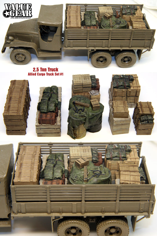 Value Gear UST01 2.5 Ton Truck Load resin set – pre-sculpted stowage for 1/35 scale US Army trucks.