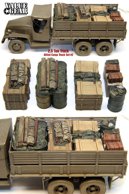 Value Gear UST02 2.5 Ton Truck Load resin set – cargo load for 1/35 scale WWII US Army trucks.