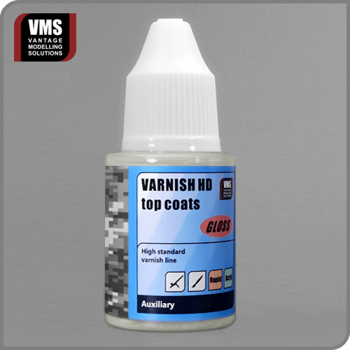VMS Varnish HD Gloss 30ml – High-gloss acrylic varnish for scale models