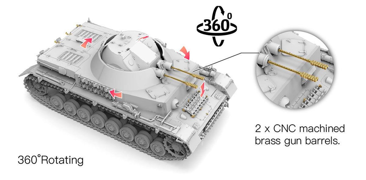 Border Models 1/35 German Flakpanzer IV Kugelblitz 3D render showing cnc machined brass barrels