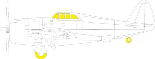 Eduard 1/48 P-47D Razorback TFace canopy and wheel mask set with interior and exterior pre-cut kabuki tape for the Tamiya kit.