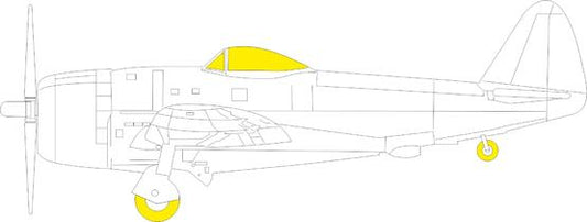 Eduard 1/48 P-47D Bubbletop TFace canopy and wheel mask set with pre-cut kabuki tape for interior and exterior masking, designed for the Tamiya kit.
