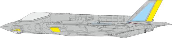 Eduard 1/48 F-35A RAM Coating Late set with photo-etched parts for replicating RAM panel detail on Tamiya’s Lightning II kit.