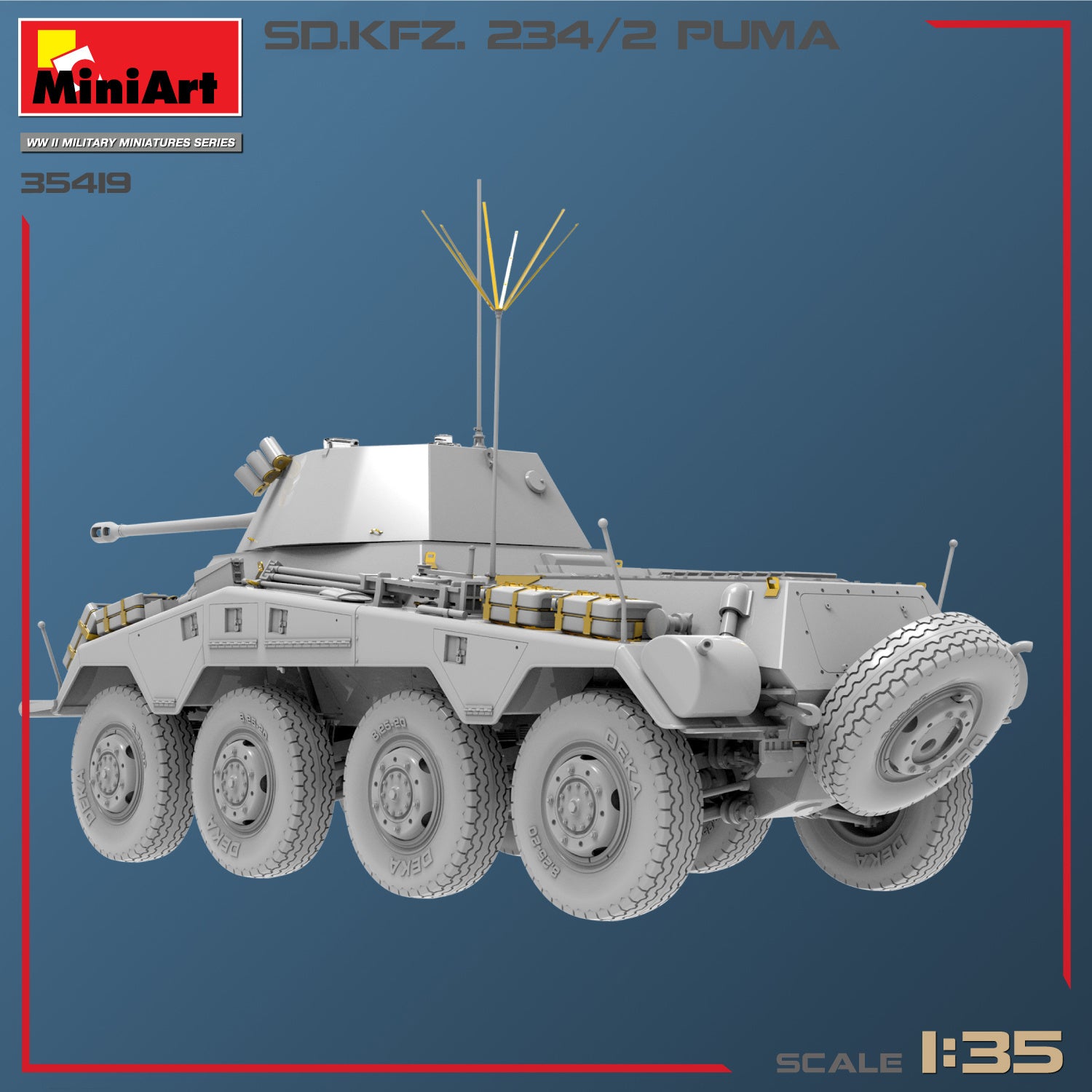 Miniart 1/35 Sd.Kfz.234/2 Puma 3D render rear side view