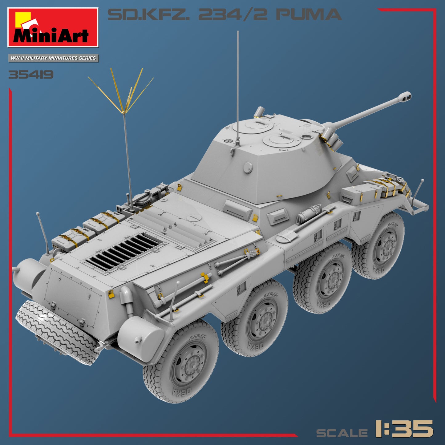 Miniart 1/35 Sd.Kfz.234/2 Puma 3D render rear top vew