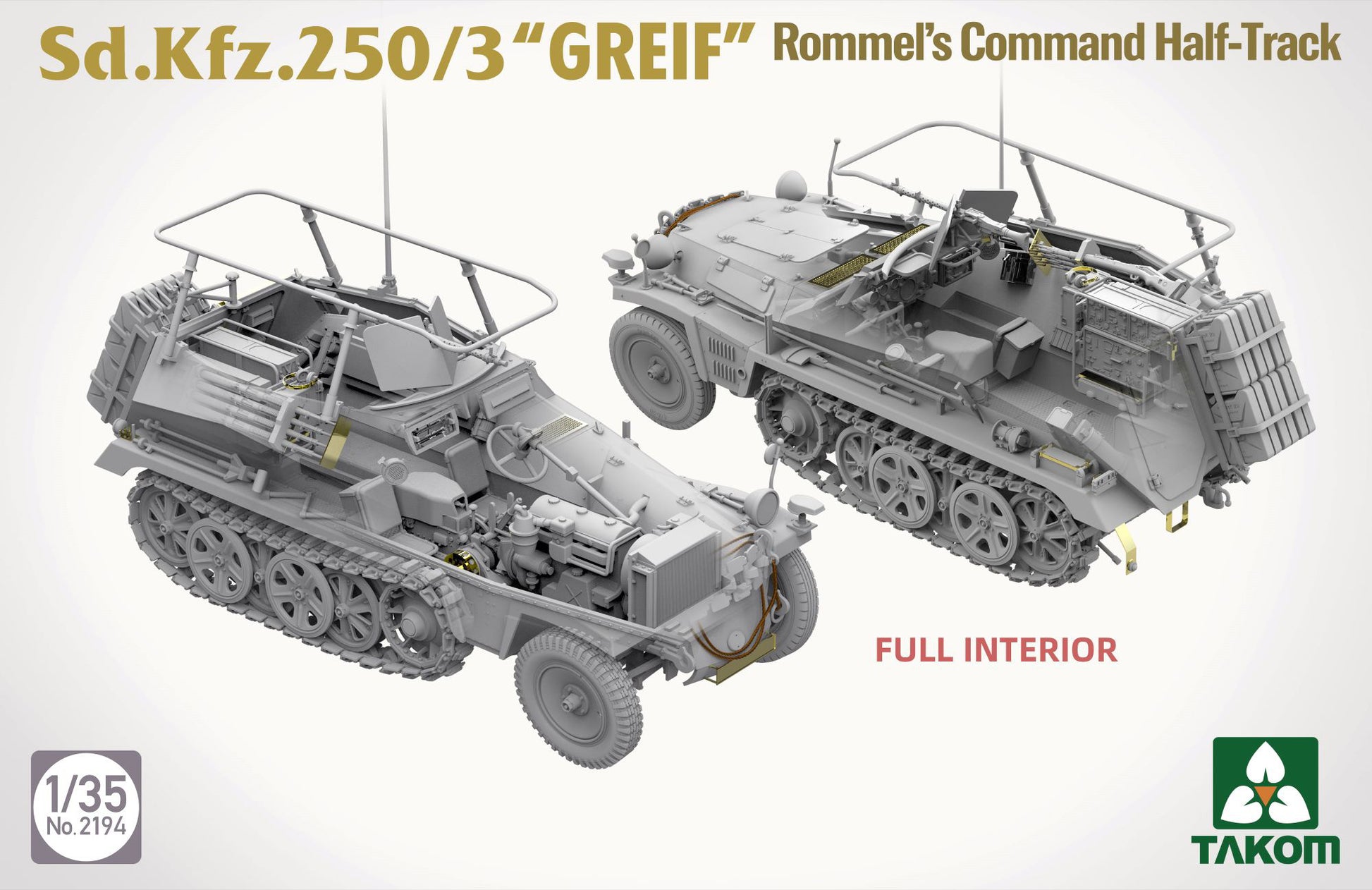 Takom 1/35 Sdkfz 250/3 "Greif" Rommels Command Half-Track Showing internal details