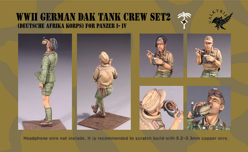 Valkyrie Miniatures 1/35 WWII German Army/Afrika Korps Tank Crew Set 2 For Panzerkampfwagen I - IV (2 Pieces) (In Stock June)