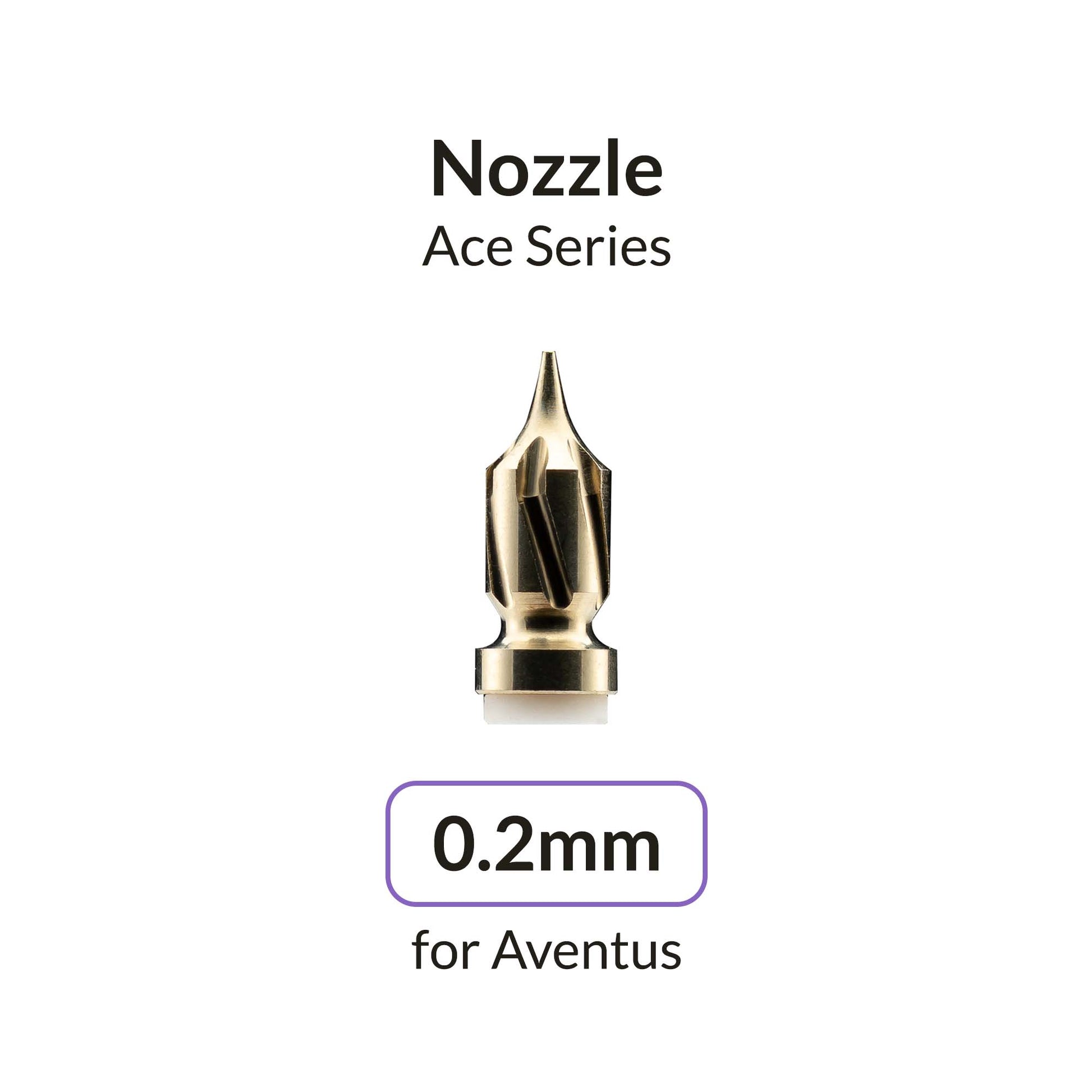 Gaahleri Aventus 0.2mm precision vortex nozzle for ultra-fine airbrush detail work on models.