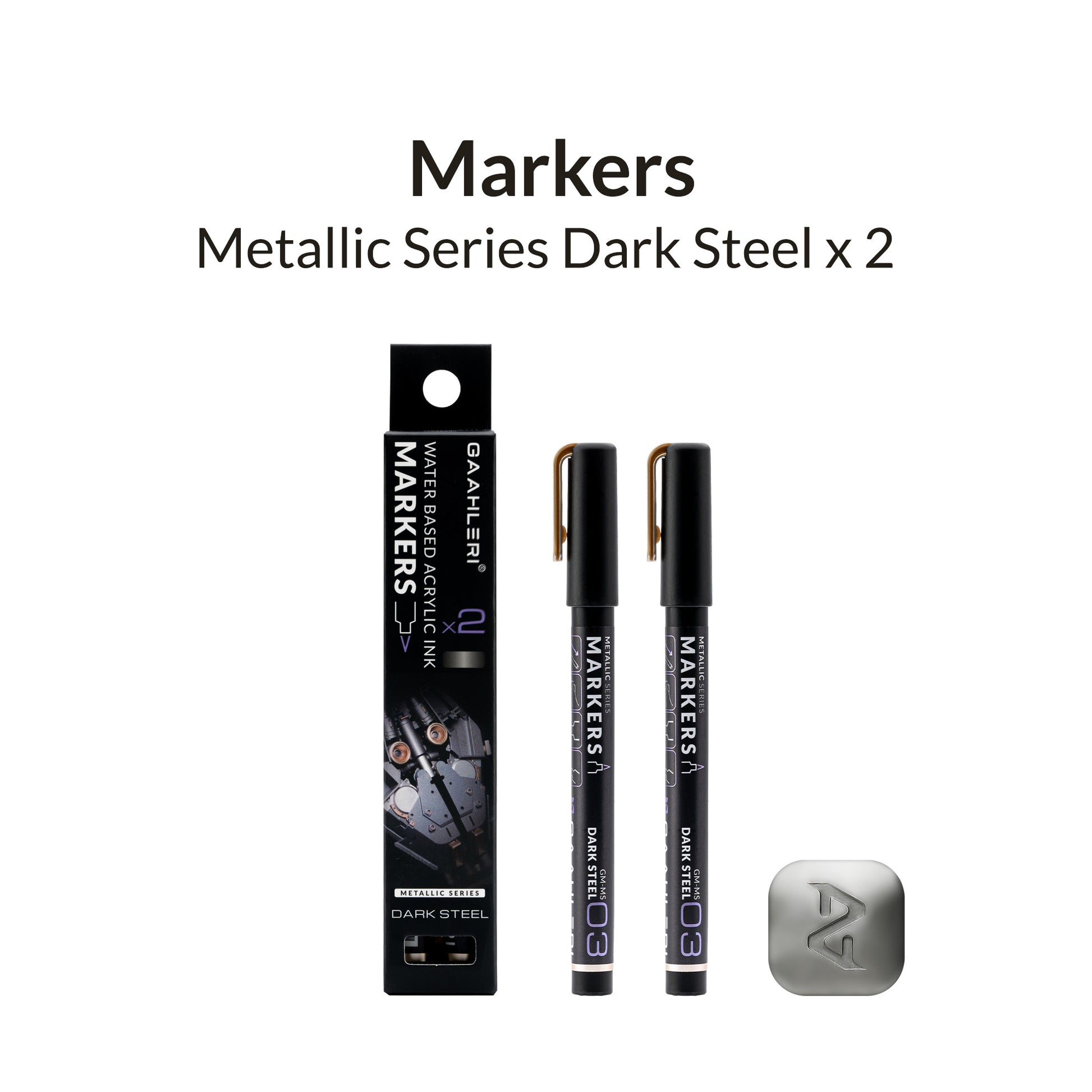 Gaahleri Dark Steel Metallic Marker – deep grey metal tone for industrial detailing and mechanical parts.