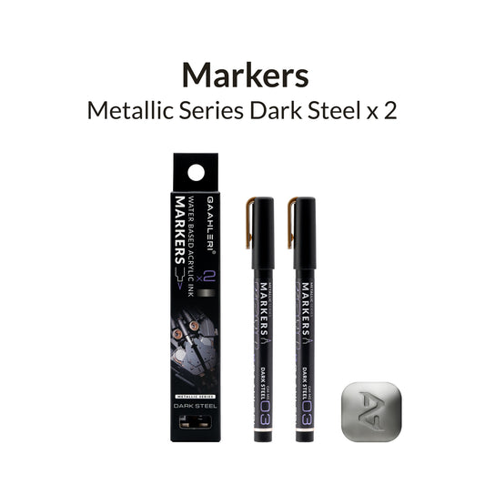 Gaahleri Dark Steel Metallic Marker – deep grey metal tone for industrial detailing and mechanical parts.