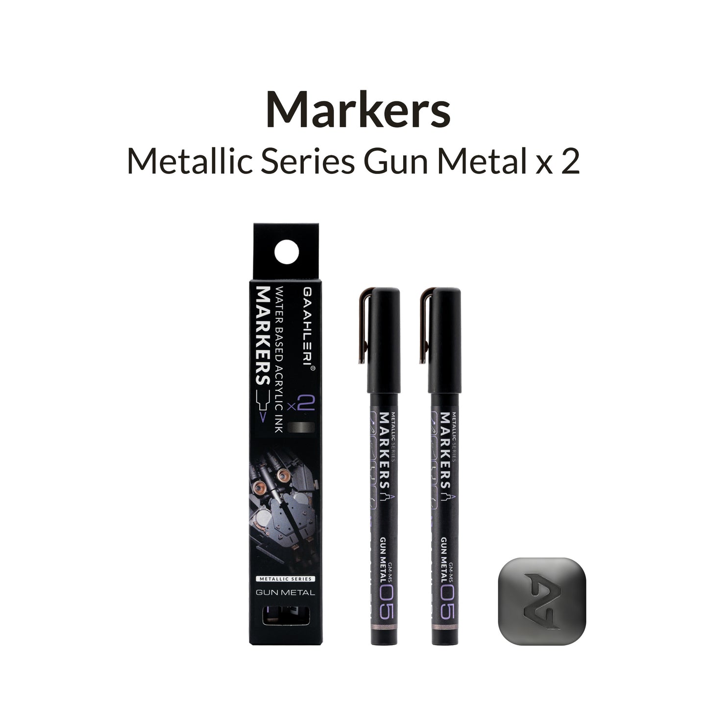 Gaahleri Gun Metal Marker – dark metallic grey paint pen ideal for firearms and mecha kits.