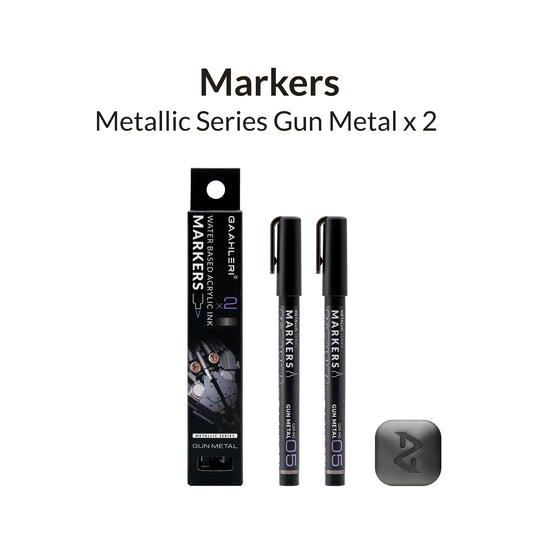 Gaahleri Gun Metal Marker – dark metallic grey paint pen ideal for firearms and mecha kits.