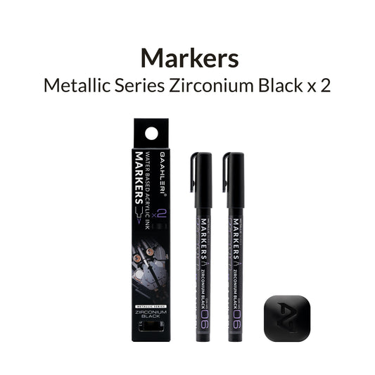Gaahleri Zirconium Black Metallic Marker – glossy black metallic marker for shadows, grills, and fine model details.