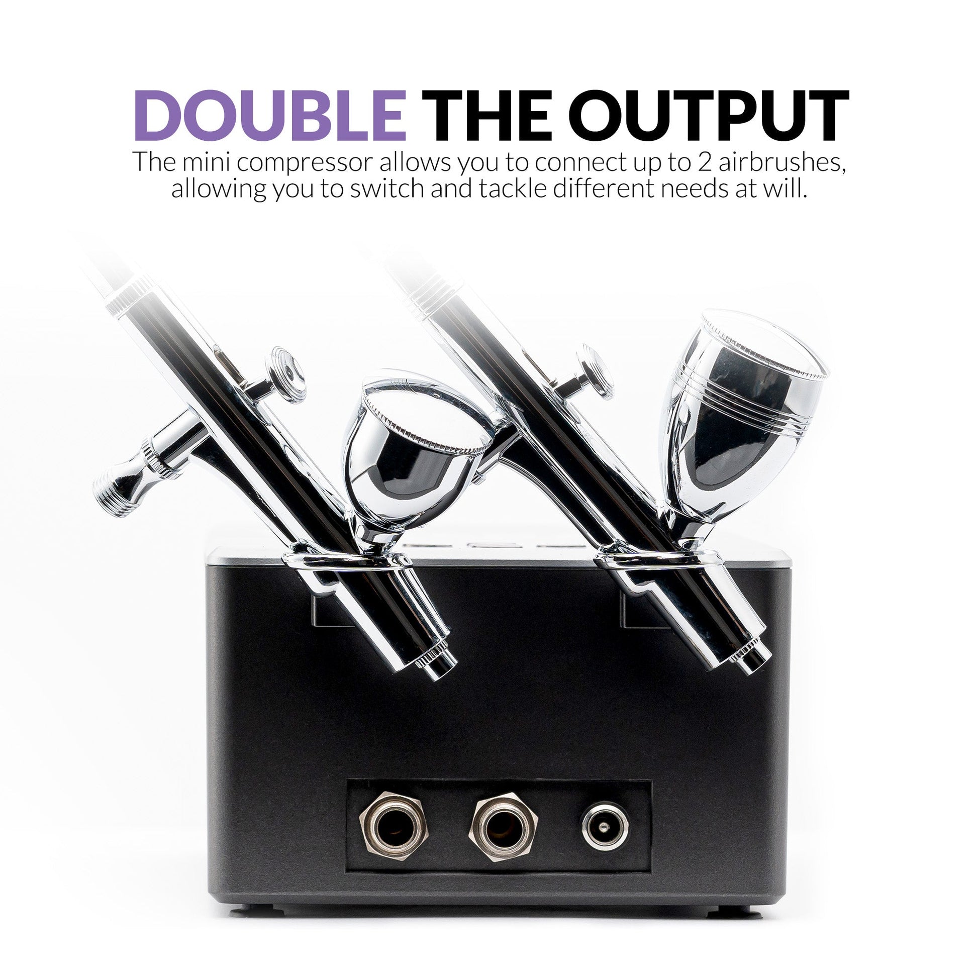 Gaahleri GTS-06 mini compressor demonstrating dual airbrush connections