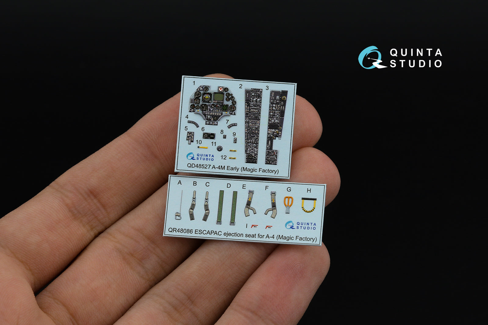 Quinta Studio QD48527 A-4M Early model interior 3D decal set for Magic Factory kit, including QR48086 ESCAPAC ejection seat - detailed scale model aircraft accessories
