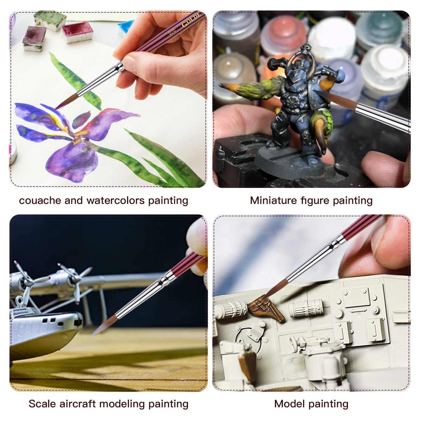 Golden Maple Master Ⅰ: 4pcs Kolinsky Sable Miniature Detail Brush Set