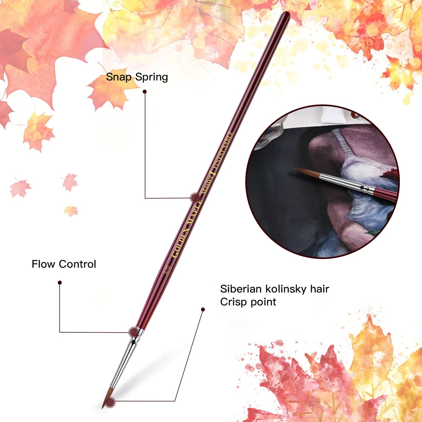 Golden Maple Master Ⅰ: Kolinsky Sable Miniature Detail Brushes